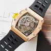 Watch New High Quality 316L Stainless Steel Automatic Mechanical Rose Gold Watches Black Rubber Watches Mens Wristwatches