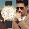 Decoration Fake Chronograph Dial Quartz Men's Watch Stylish Casual Mens Leather Wrist Watches Auto-Date Display Male Wristwat277h