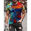 Męskie Moda Koszulki Letnie Szorty Rękaw Tees Mężczyźni Streetwear Dorywczo Drukarnie Crew Neck Odzież 7 kolorów