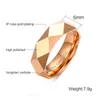 Trendy Rose Gold Colors Rombus Ring Wedding Wolfram Węglik dla mężczyzn Rozmiar 6 do 11 211217