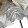 女性のためのカジュアルな白いスカートのための高い腰のパッチワーク非対称のRuchedミニスカート女性女性夏のファッションスタイル210521