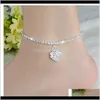 Anklets ankel Crystal Rhinestone Love Heart Pendant Toe Ankel Armbandskedjan Länk Fotsmycken för kvinnor PS1048 QKL10