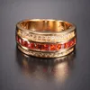 Anéis de cluster masculino luxo 10k ouro amarelo princesa-corte garnet cristal gemstone anel de casamento para homens mulheres jóias319x