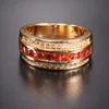 Cluster Rings Men039S Deluxe 10K Yellow Gold Princesscut Garnet Crystal Gemstone Band Ring Wedding For Men Women Jewelry5928392