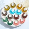 Hoop Huggie colorato acrilico resina trasparente in metallo irregolare cerchio di metallo orecchini per le donne ragazze partito gioielli estivi 2021