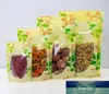 100pcs Green Stand up Clear Plastic Packaging Bag Resealable Snack Dates Coffee Tea Spice Sugar Gifts Heat Sealing Store Pouches Factory price expert design