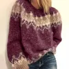 Женские свитера 2021 осень зима женские пуловер повседневный свободный свитер с длинным рукавом круглые воротники вязаные дамы трикотажные вершины