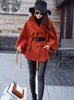 Val winter hoge kwaliteit wollen sjaal cape poncho jas met riem vrouwen Koreaanse lange mouw plus size dames wollen cape jassen 210930