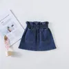 Koreanska stil söta tjejer mode denim kjolar 1-4 år barn all-match hög midja kjol barn kläder 210508