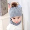 5色の赤ちゃんキッズ冬の暖かい帽子スカーフソリッドカラービーニーかぎ針編み子供かわいい帽子新生帽子キャップ赤ちゃん、子供のマタニティ0-3T