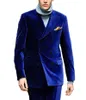 Orange Men's Velvet Suit Jacket 2 Piece Double Breasted Groom Tuxedos Slim Fit Wedding Suits (Blazer+Pants) & Blazers