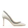 Bride Wedding Romy Sandals Latte Nappa Pointy-Toe Leaf Crystal Embellished Pumps Sexy Bridal Dress High Heels Golden White With Box,EU35-43