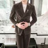 Luxury Velvet Suit Men Fashion Wedding Suits for Men Business Social Casual Slim Suits 2 Pcs Set Blazers Pants Costume Homme 210527