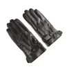 Fashion Breathable Lambskin Gloves High Quality Men's Velvet Lined Real Leather Buckled Driving Winter for Male Mitten