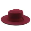 Largo Brim Hats Fedora chapéu mulheres fita fita cinto clássico vestido formal torta de porco redondo top branco preto felted inverno