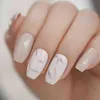 Falsas unhas 24 pcs bailarina unhas falsas Khaki nude mármore de mármore flat artificial dicas de unhas falsas para escritório casa Faux Glue Free Glue adesivo 220225