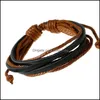 Beaded Strands Jewelryweave Braid Wrap Mtilayer Bracelet Adjustable Leather Women Mens Bracelets Fashion Will And Sandy Jewelry Drop Delive