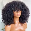 Kort hår afro kinky lockig peruk med smäll för svarta kvinnor afrikanska syntetiska glödlösa cosplay peruker hög temperatur 14 "