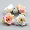 100 stks DIY kunstmatige witte roos zijde bloemen hoofd voor thuis bruiloft decoratie krans geschenkdoos scrapbooking nep bloemen 210925