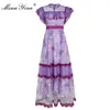 Modedesigner Weibliches Kleid Sommer Damenkleid Schmetterlingsärmel Mesh Stickerei Kleider 210524