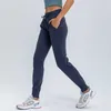 NWT Waist Drawstring Pants Fitnes Sweatpants med två sidofickor 4-vägs stretch leggings Lady Stretchy 210915