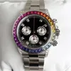 Luxury Fashion Mens Watches Rainbow Diamond 116598 Złote stal ze stali nierdzewnej Automatyczne mechaniczne zegarek 287p