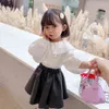 Blouse For Girls Solid Color Girl White Shirt Casual Style Blouse Children's For Girl Spring Autumn Toddler Clothes Girls 210412
