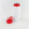 600 ml Aluminium-Wasser-Flaschen Sublimationsrohlings-Baureihe Großer Mund Saugdüse Wasserkocher weiße Farbe im Freien Sportsbecher JJA181