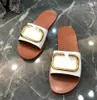 New Women's Casual Sandals High quality Leather Beach Slippers Woman Transparent jelly shoes Metal buckle flip-flops Sandal CS17457