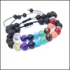 Beaded, Strands Tree of Life 8mm Healing Seven Chakra Stone Armband Black Lava Pärlor Kvinnor Män Buddha Strand -armband smycken Drop Deliver