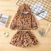 kids Clothing Sets girls outfits Children Leopard Hooded Tops+skirts 2pcs/set Summer Spring Autumn fashion baby Clothes