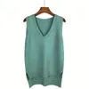 16 Colors Fashion Sweater Vest Women V-Neck Casual Brown Office Lady Sleeveless Knitted 11983 210510