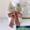 新しい秋冬千鳥格子作品のニットスカーフ福草の女性のファウックスの毛皮の襟の暖かいスカーフ女性工場価格の専門家のデザイン品質最新の