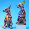 Enkel kreativ färg bulldog chihuahua hund staty vardagsrum ornaments hem entré vin skåp kontor decors harts hantverk 210910