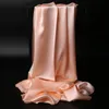 Naturlig mulbär Lång solid färg Stora sjalar Wraps Satin Scarf Real Silk White Femme Ladies Fashion