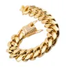 Iced Out Cuban Link Chain Pulseira Mens Correntes de Ouro Pulseiras Aço Inoxidável Hip Hop Jóias 8/10/12/16/18mm