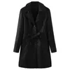 中長革コート女性ファッションPUラペルオーバーコートベルトルーズプラスベルベット厚いスリムジャケット女性LR1356 210531