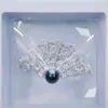 Vintage Chino Fan Broche Pines Women Wedding Jewelry Regalo Navideño Antiguo Tono Plata Tono Blanco CZ Blue Pearl Broches