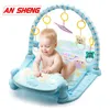 Spielmatte, Baby-Fitnessstudio, Spielzeug, Gaming-Teppich, 0–12 Monate, sanfte Beleuchtung, Rasseln, Kinder-Musikmatte, Blau, Rosa, Baby-Geschenke, Lernspielzeug 210402