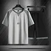 Szorty Zestawy Mężczyźni Dorywczo Lato Krótki Rękaw Dres Mężczyźni Harajuku Drukowane Koszulki 2 PC Sportowa jogging Oddychający dresssuit 210603