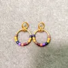 Araña colgante des boucles d'oreilles S925 Aguja de plata Diseño europeo y americano Rainbow Macarons Pendientes Joyería femenina