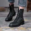 Frauen Kurze Herbst Winter Warme Stiefel Für Mädchen Echtes Leder Chunky Heels Motorrad Büro Schuhe Frau 210528