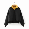 Oversize Yellow Parkas Jackets Coats Winter Women's Windbreaker Wear i båda sidor Black Zipper Puffer Jacklets Coat 210415