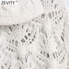 Zevity Moda donna Colletto rovesciato Scava fuori Cardigan lavorati a maglia all'uncinetto Maglione Donna Chic Bottoni con diamanti Top casual S592 210603