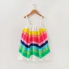 Flickor Rainbow Braces Dresses Summer 2021 Barnkläder Boutique 1-5t Little Girls Ärmes Casual Dresses Fashion Stylish