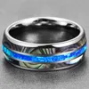 Klusterringar Zinklegering Ring för män 8mm Groove Hawaiian Wood and Abalone Shell Tungsten Carbide Engagement Wedding Size 6-13