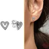 925 Sterling Silver Pendientes Round Heart Shaped Stud Earrings For Women Fit Original Charms DIY Fine Jewelry