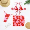 GNIM Bandage Trinagle Badeanzug Frauen mit Schal Sexy Print Bikini Set Beachwear Bademode 3 Stück Top Verkauf Badeanzug 210722