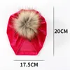 Solid sammet tyg päls boll hatt för barn pojkar tjejer baby fotografering rekvisita stor pompom toppknot höst vinter öra varm beanie cap 2633 q2