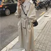 Dames Trench Coats Dames Wenfly Women Britse Double Breasted Oversized Long Coat Wind Breaker Sashes Fashion Female Turn-Down